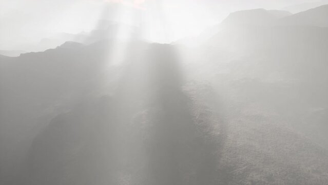 Mountains of Afghanistan in deep fog