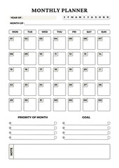 Simple  Minimalist  Planner Template Monthly Planner