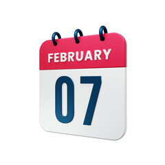 February Realistic Calendar Icon 3D Illustration Date February 07