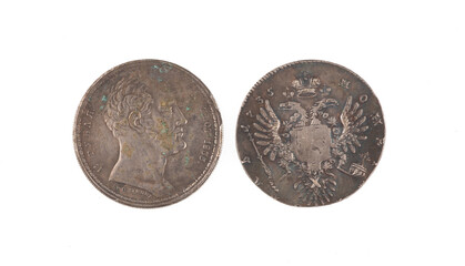 tsarist russian coin isolated on white background