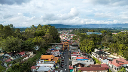 Aerial view of This bridge has a length of 90 metres and width of 3.8 metres connecting the...