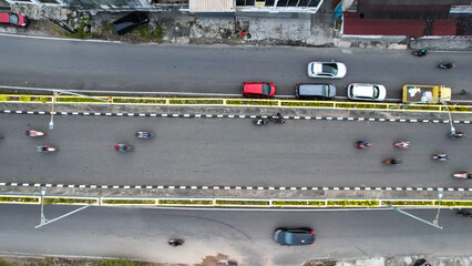 Aerial view of Sunrise scenery from the Siti Nurbaya Bridge, Jembatan Siti Nurbaya Padang, West Sumatera. 