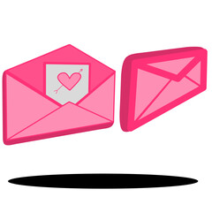 3D Letter Envelope Icon with Love