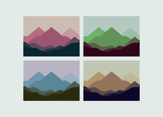 mountains landscape background vector illustration set