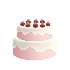 Strawberry cake.　美味しそうなストロベリーケーキ、立体、ホールケーキ、二段、二層