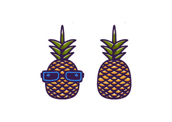 pineapple character cartoon vector illustration in hand drawn style