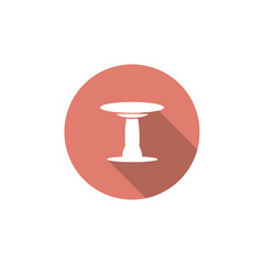Round dining table, flat style icons in circles with long shadows vector illustration