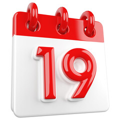 3D Calendar Icon 19th Day Of Month With Generative AI