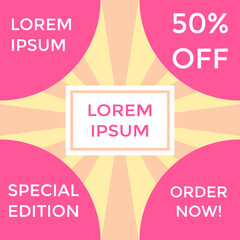 Promotion banner sale vector template. This graphic is pink color and suitable for advertisement, market, wholesale.