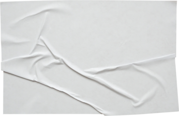 Blank white crumpled and creased paper sticker poster texture isolated on white background