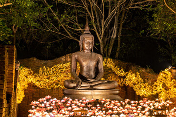 Buddha statue at NaSatta Thai Park, new tourist destination located Wang Yen Subdistrict, Bang Phae District, Ratchaburi Thailand