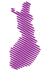Scribble Style Map Of Finland