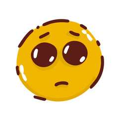 smiling emoji with open mouth astonishment isolated on white.