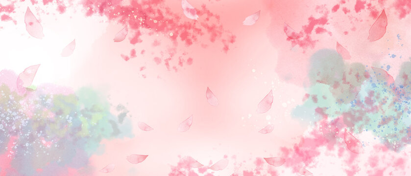 花びらが舞うピンクの春の背景イラスト