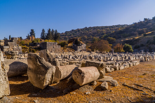 Columns and ruin site sites in Ephesus, Selcuk, Turkey