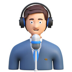 american football announcer commentator icon 3d illustration