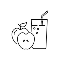 Apple juice icon design. Bottle with fruit icon. isolated on white background. vector illustration