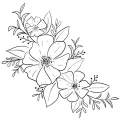 Bunch of flowers vector transparency clipart.