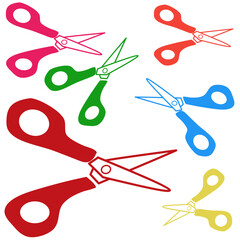 set of scissors with various colour on it