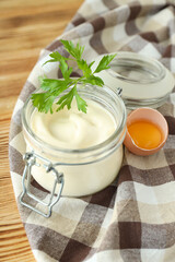 Concept of cooking egg sauce, mayonnaise sauce