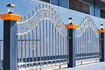 Chrome fence gate. Stainless steel fence