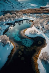 water and winter landscape made with generative ai