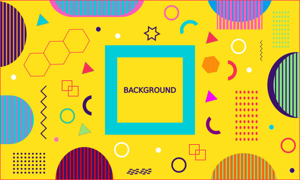 Geometric Memphis Design. Modern abstract background. Colorful Trend Neo Memphis geometric pattern. Memphis style background set. design idel for promotion and social networks stories.