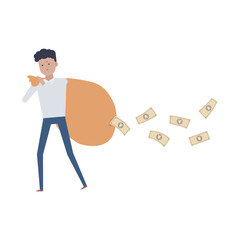 めちゃくちゃ稼いでいるのにお金がない人のイラスト素材｜mayucolor03