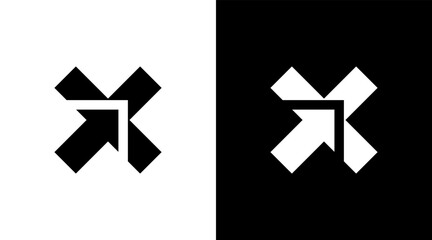 technology logo arrow monogram x letter initial black and white icon illustration Designs templates