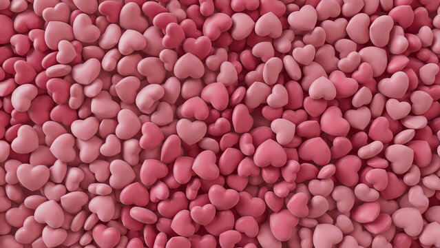 Heart background. Valentine Wallpaper with Pink love hearts. 3D Render 