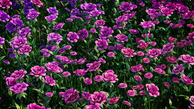 Floral Wallpaper with Multicolored Flowers. Vibrant Mother's Day Background with Purple and Pink Roses.