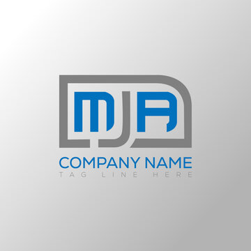MJA Logo letter monogram with diamond shape design template.
