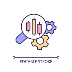 Studying setups of stock market trading RGB color icon. Financial tendencies analytics. Smart investment technology. Isolated vector illustration. Simple filled line drawing. Editable stroke
