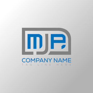 MJP Logo letter monogram with diamond shape design template.
