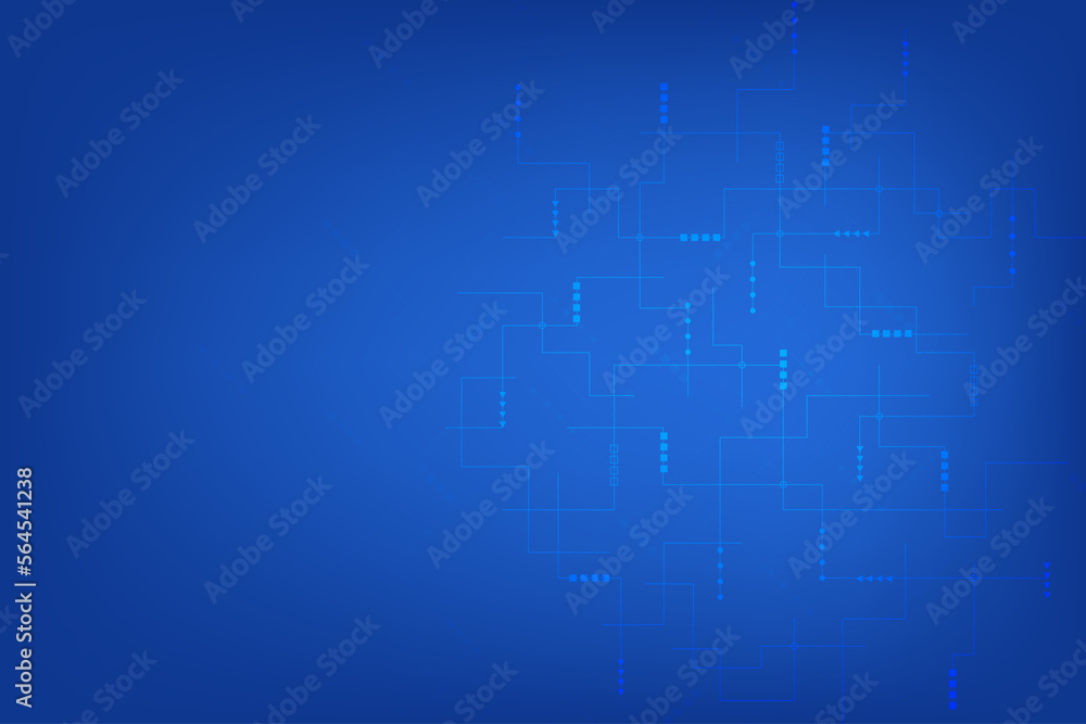 Poster abstract modern network connection with line and dot on deep blue background.