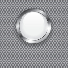 Grey glass button isolated on a carbon background