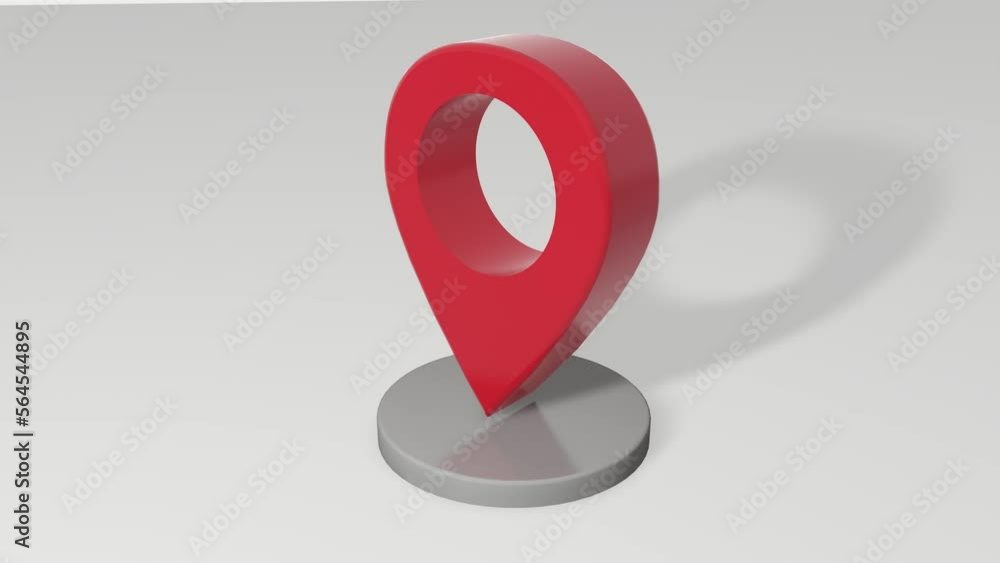 Poster isometric animation pin icon on the navigation map for positioning travel and transport