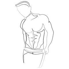 Sketch muscular male body line for fashion lifestyle design.Muscular man continuous line drawing Minimalist design for print,poster,web,logo,banner,emblem.Sport vector illustration. Healthy lifestyle 