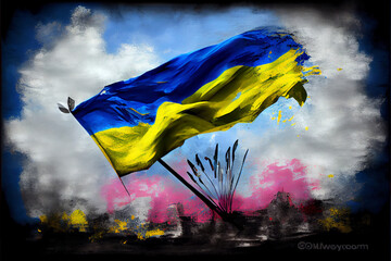 Ukraine flag patriot illustration design, ukrainian patriotism flags, Generative AI