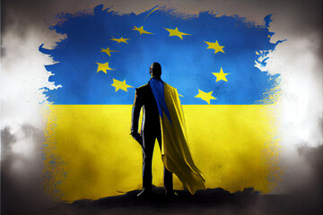 Ukraine flag patriot illustration design, ukrainian patriotism flags, Generative AI