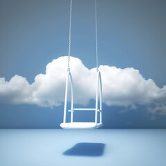Minimal floating swing chair created by generative AI - obrazy, fototapety, plakaty