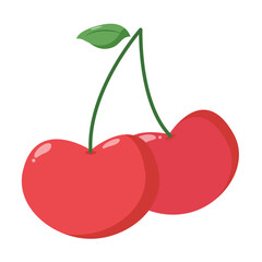 cherry fruit with leaf vector illustration