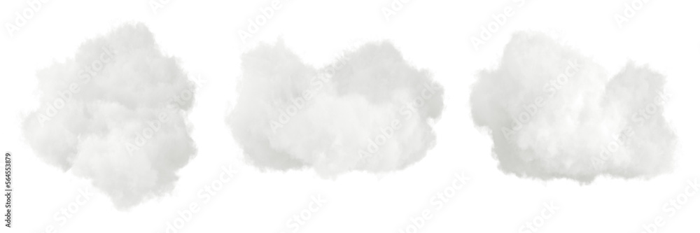 Poster cloud fluffy steam shapes cutout transparent backgrounds specials effect 3d rendering png file