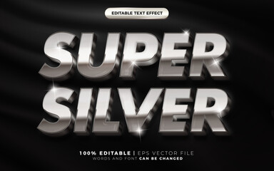 Obraz premium 3d Super Silver sparkle text style effect template editable text effect