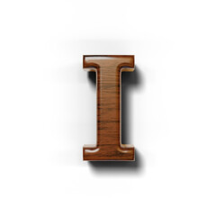 3D dark wood uppercase letter of alphabet isolated on transparent background