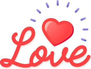 Love text with heart