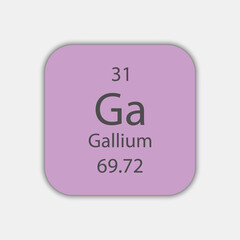 Gallium symbol. Chemical element of the periodic table. Vector illustration.