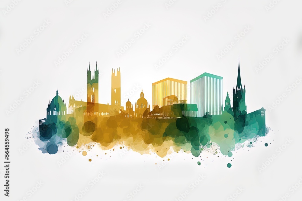 Poster cityscape of sheffield using translucent layers and gradient landmarks generative ai