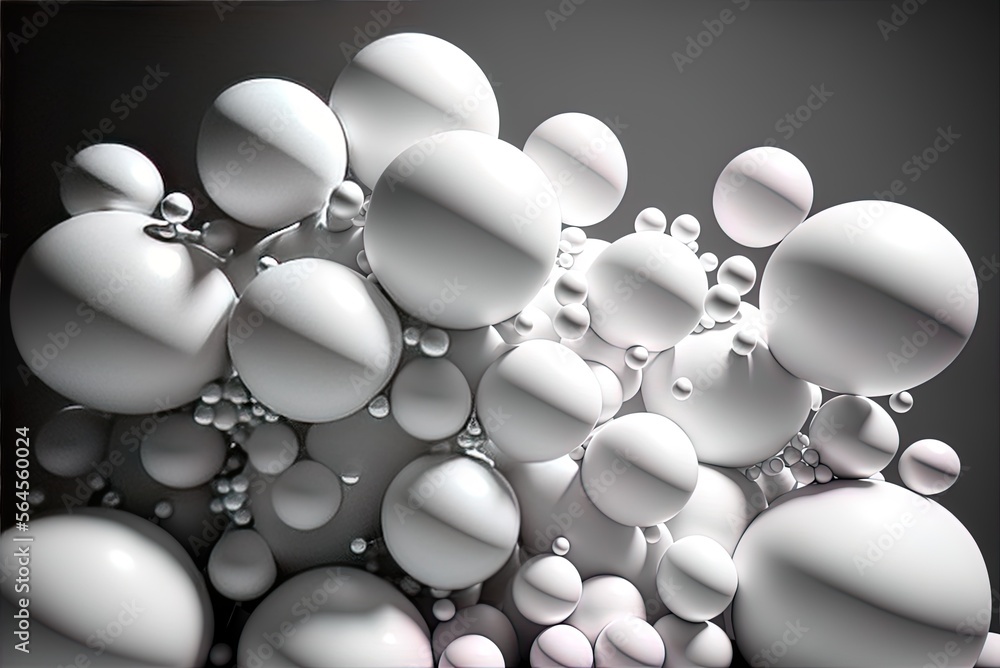 Aufkleber monochrome abstract design with a cluster of white spheres and tubes. generative ai