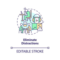 Fototapeta na wymiar Eliminate distractions concept icon. Developing opportunities for communication abstract idea thin line illustration. Isolated outline drawing. Editable stroke. Arial, Myriad Pro-Bold fonts used